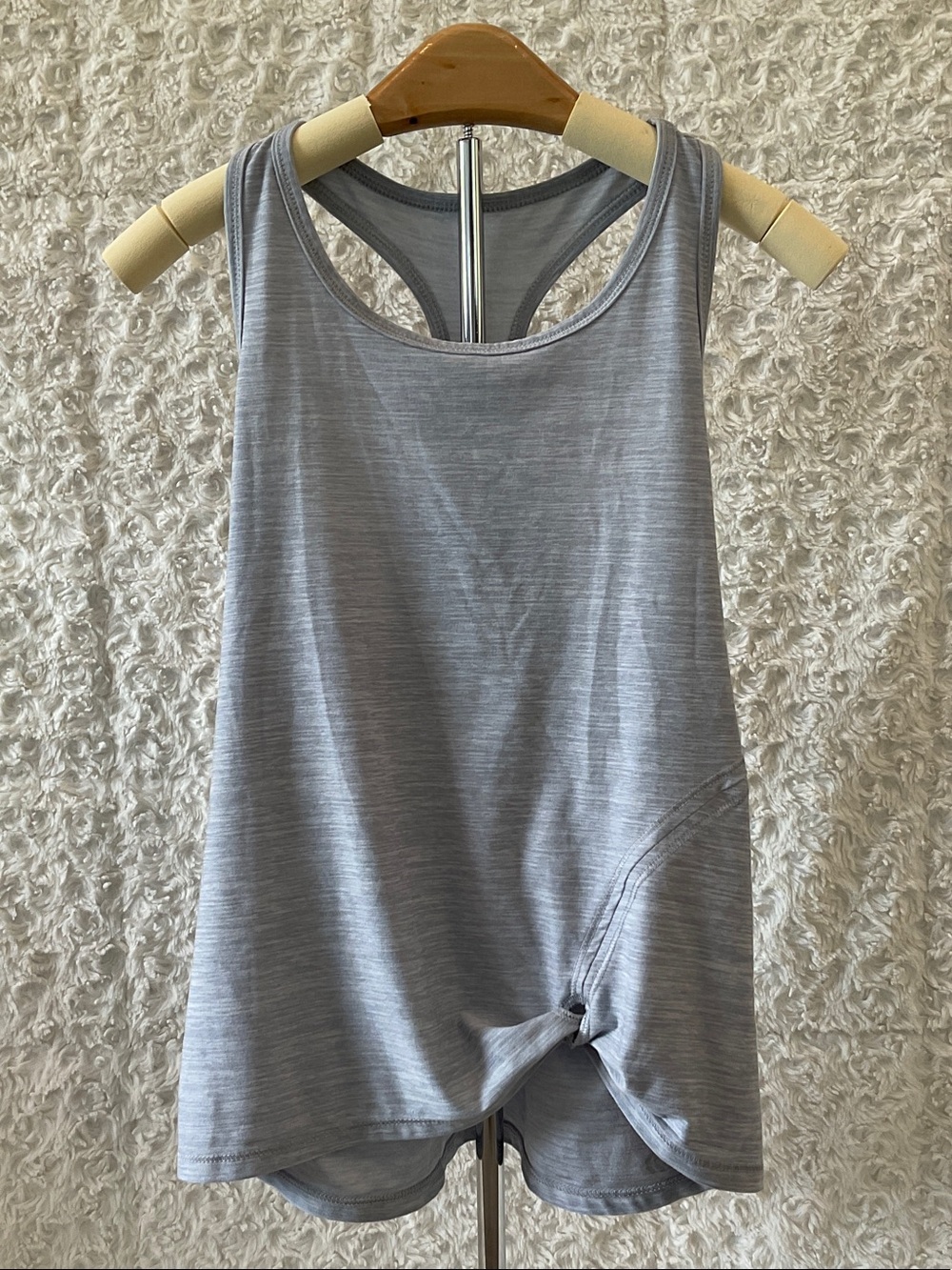 all in motion Heather Gray Racerback Tank with Side Knot